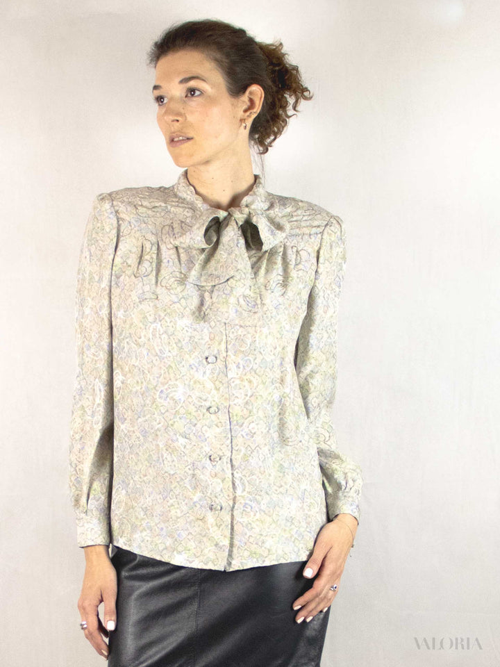 Pastel Dream 80s Silk Blouse