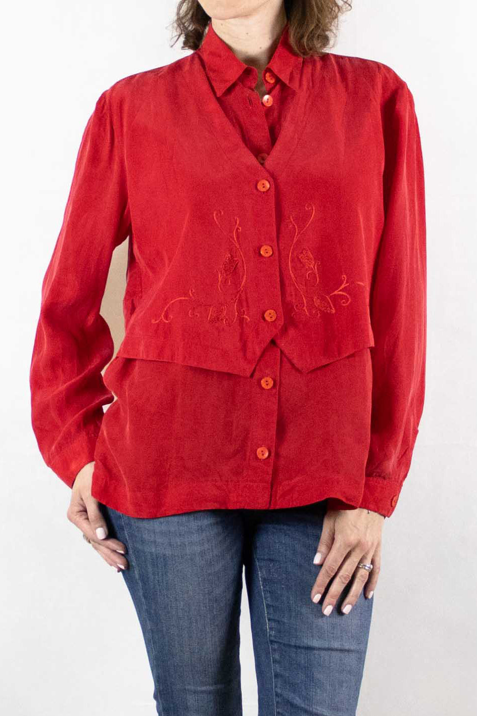 Unique Deep Red Vintage Longshirt