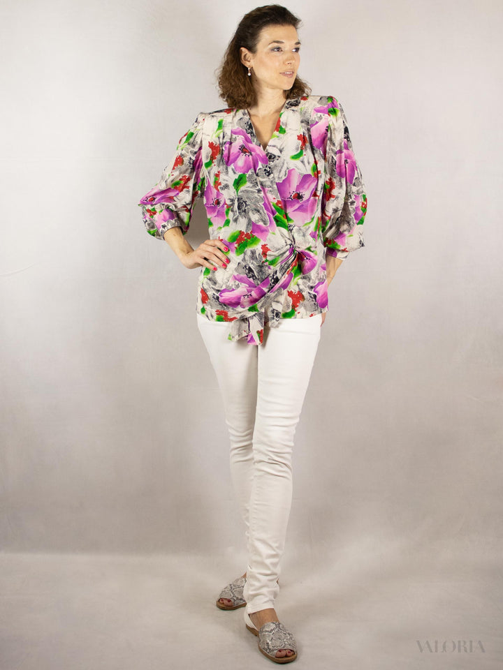 Asymmetric 80s Wrap Blouse