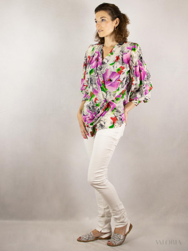 Asymmetric 80s Wrap Blouse