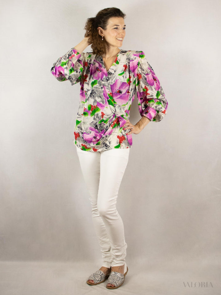 Asymmetric 80s Wrap Blouse