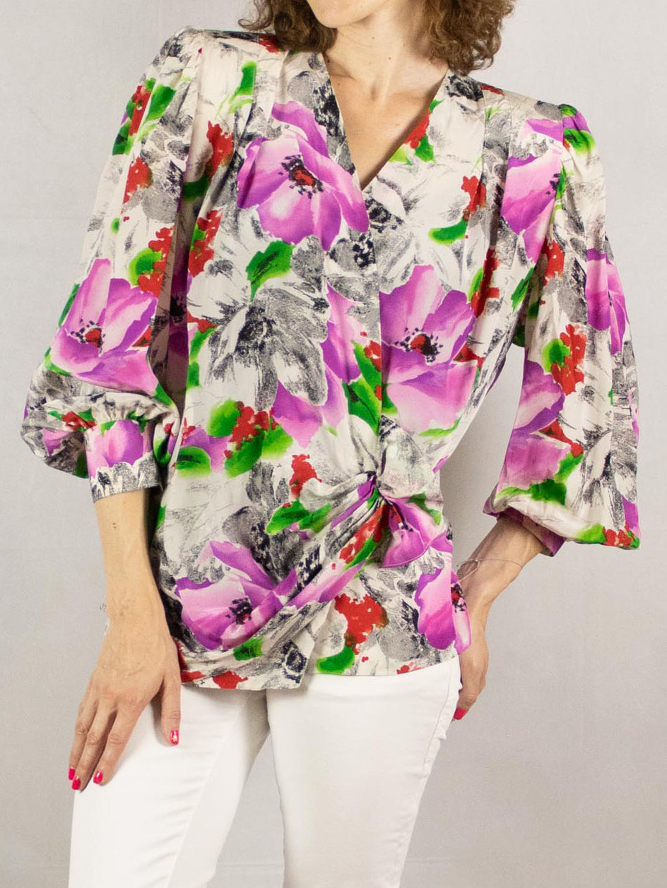 Asymmetric 80s Wrap Blouse