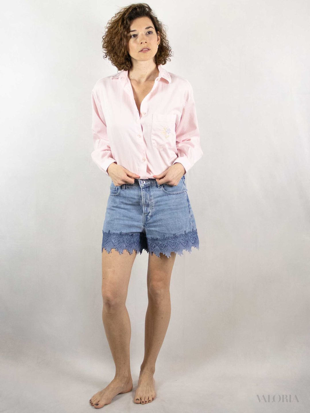 Hand-Embroidered Babypink Cotton Shirt