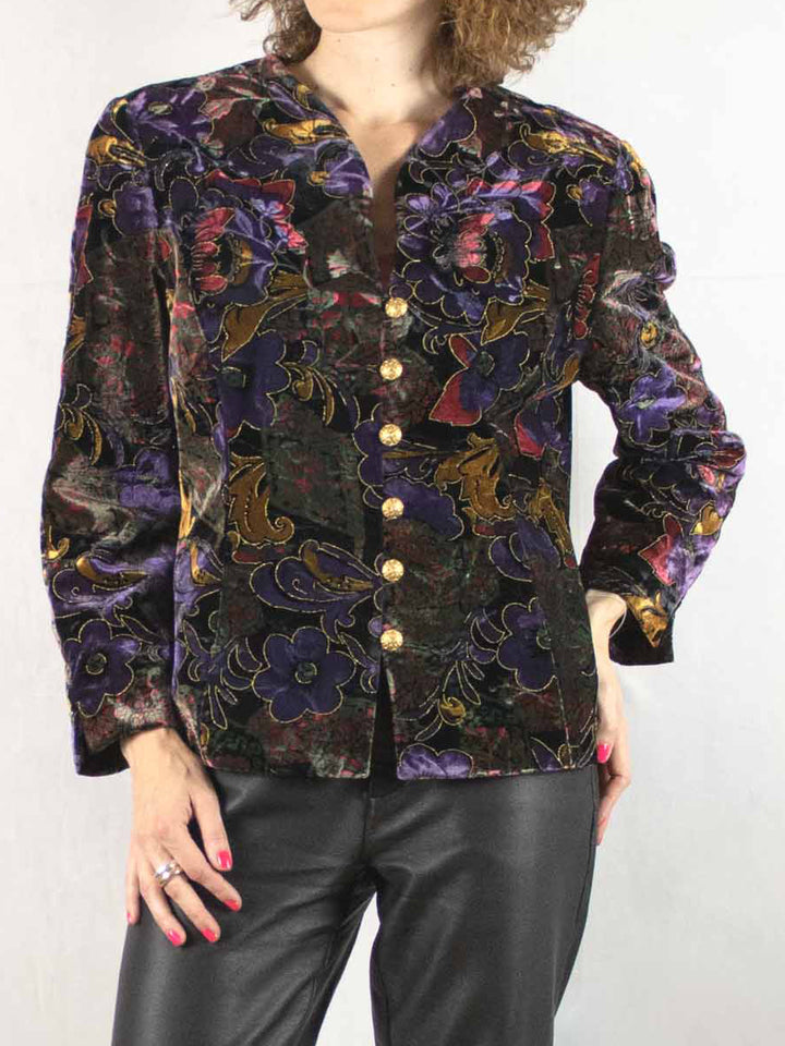 Floral Fantasy Unique Velvet Blazer - Like new!