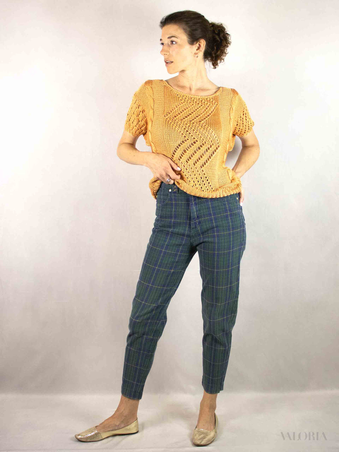 Vintage Checkered Jeans, Stretch