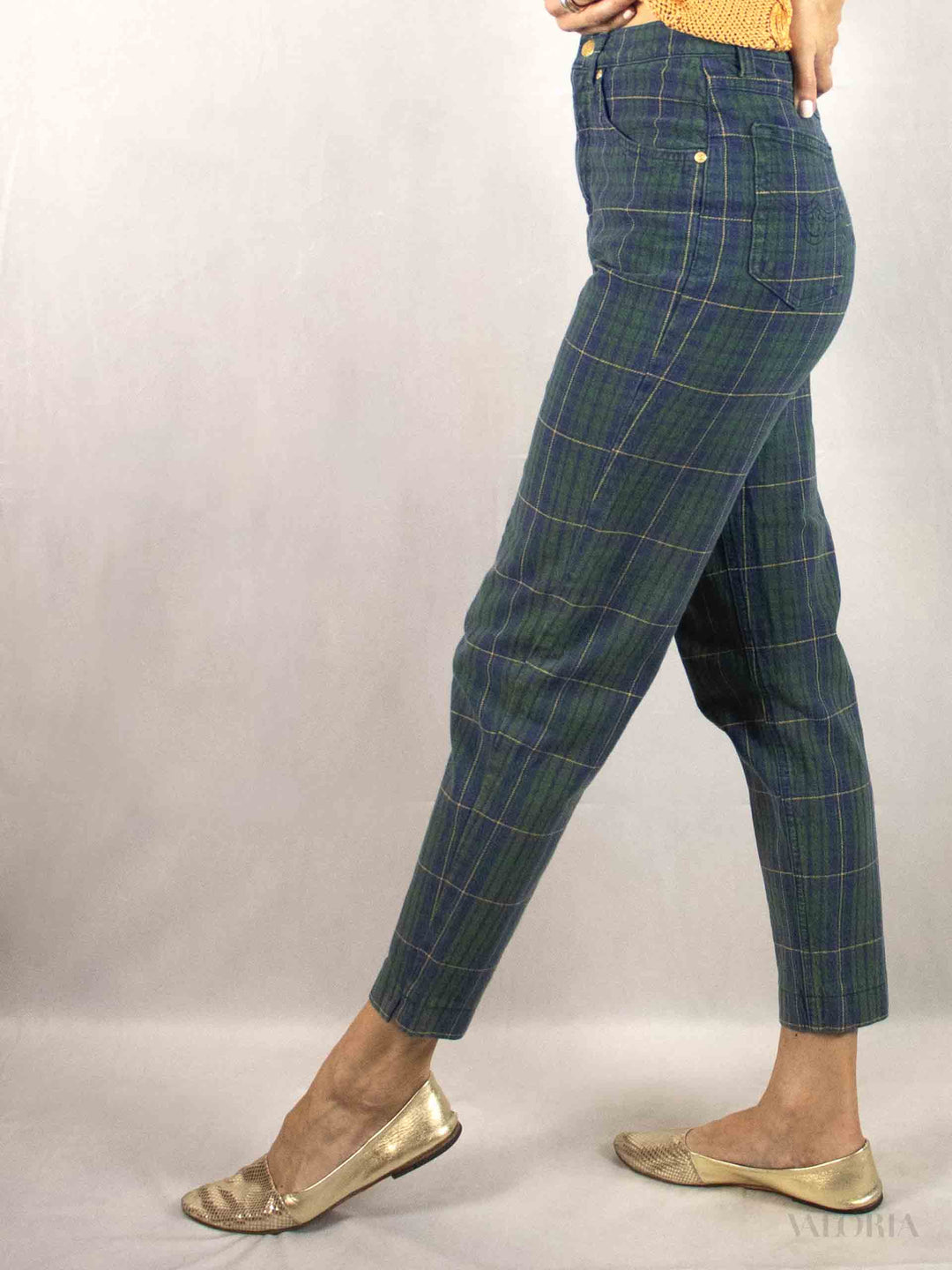 Vintage Checkered Jeans, Stretch