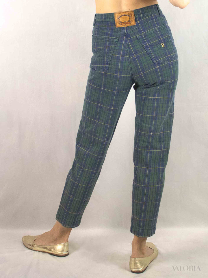 Vintage Checkered Jeans, Stretch