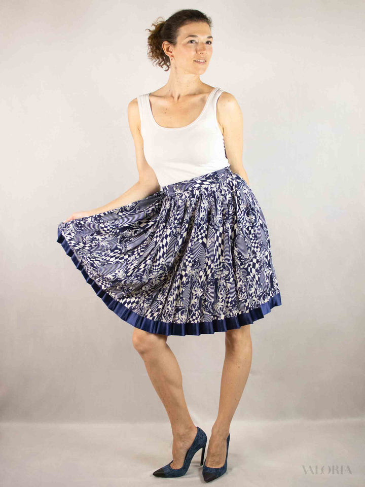 Playful Pleats - Vintage Viscose Skirt