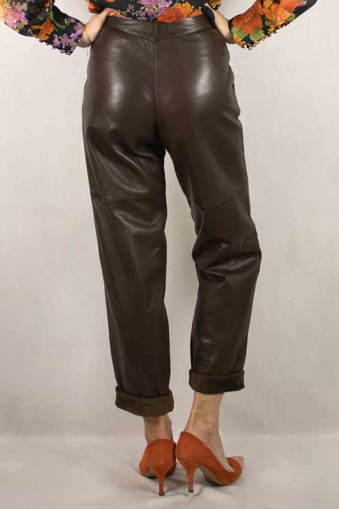 Unique Dark Brown Vintage Leather Pants