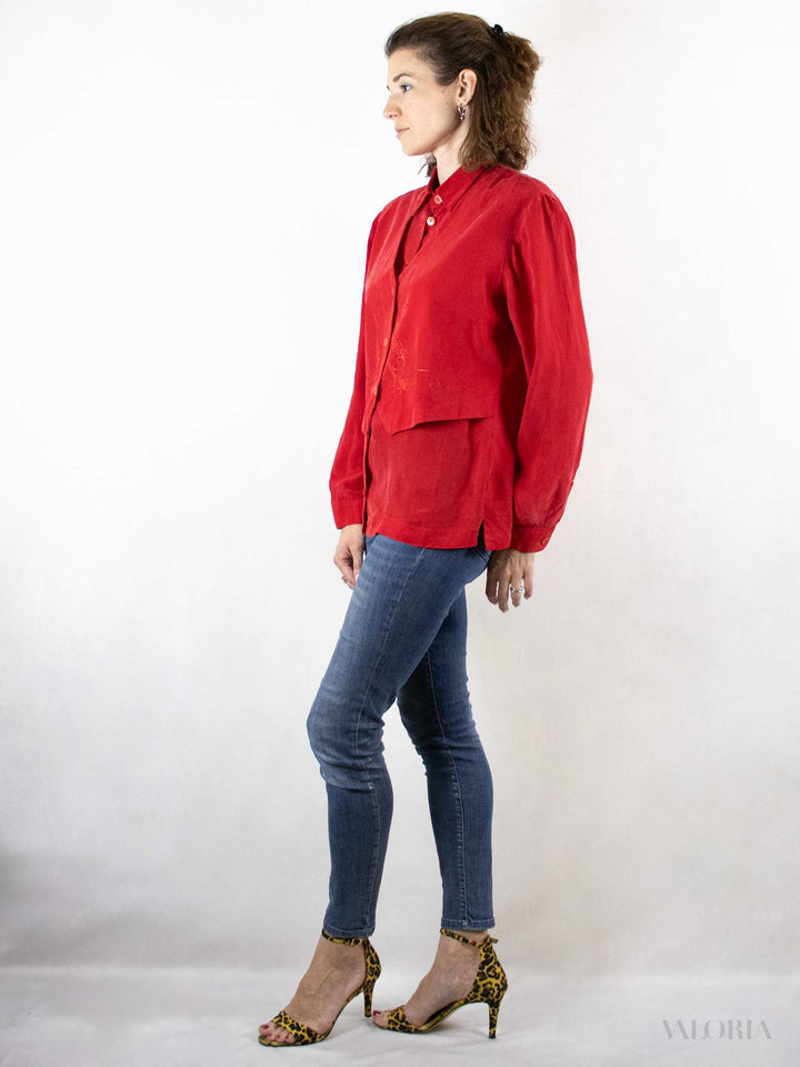 Unique Deep Red Vintage Longshirt