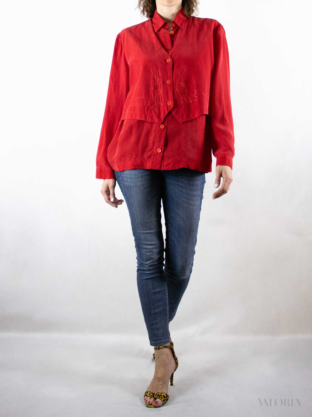 Unique Deep Red Vintage Longshirt