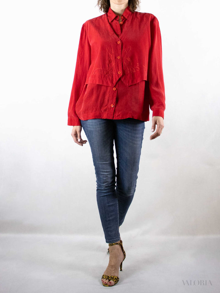 Unique Deep Red Vintage Longshirt