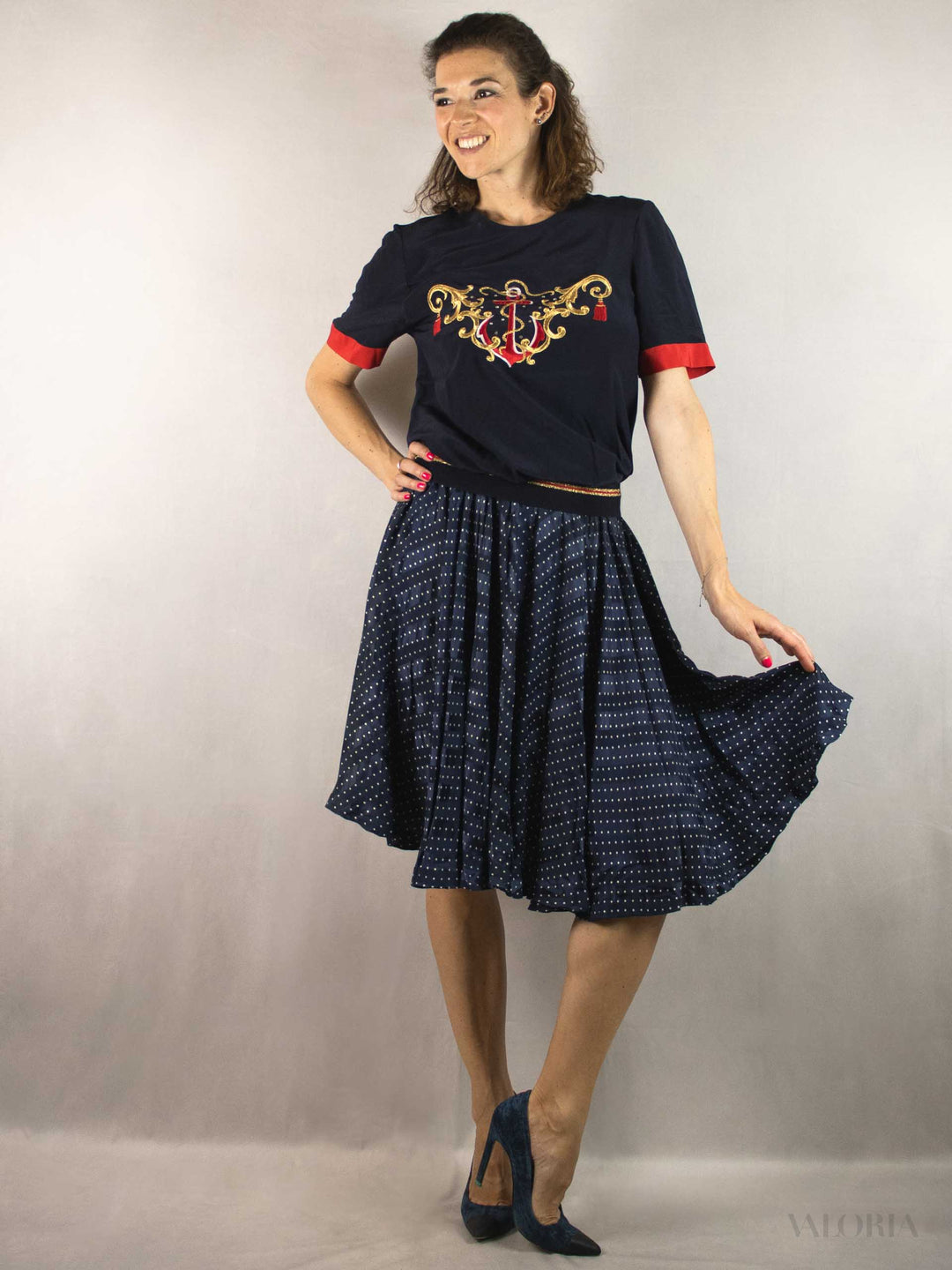 Dancing Dots - Vintage Satin Skirt, Like New!