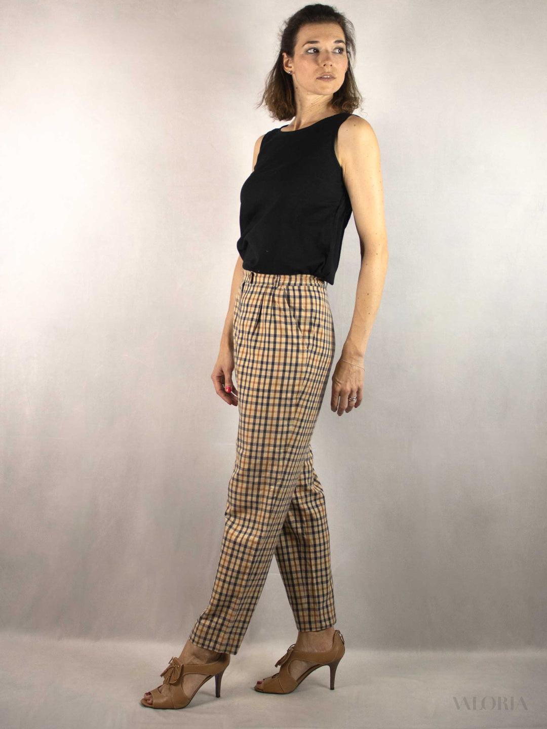 Vintage Checkered Cotton Pants