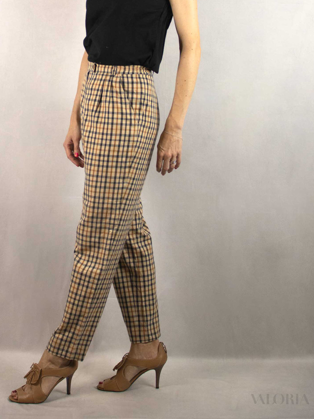 Vintage Checkered Cotton Pants