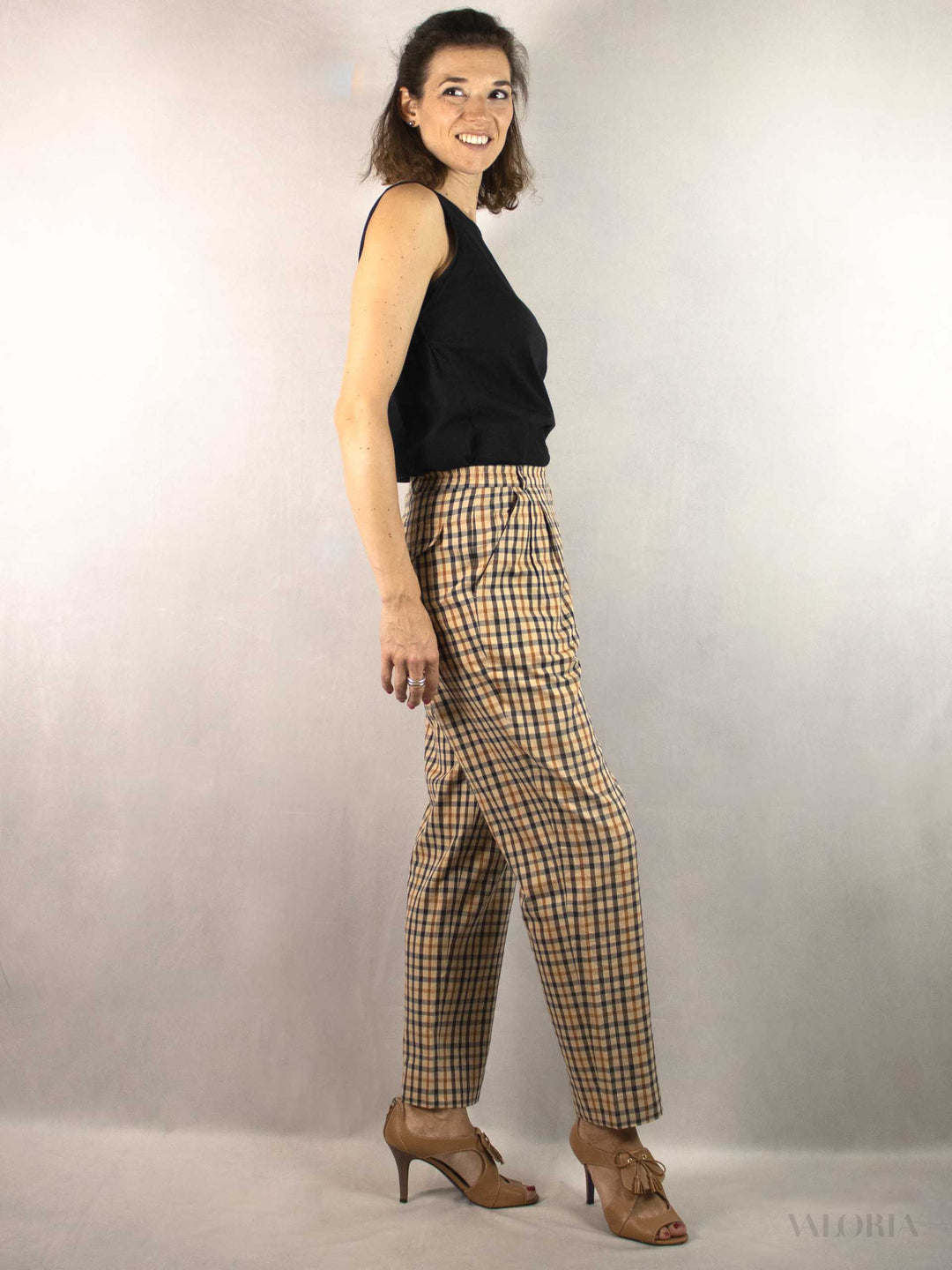 Vintage Checkered Cotton Pants