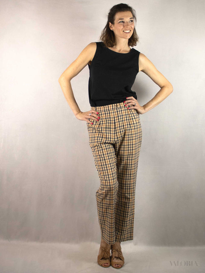 Vintage Checkered Cotton Pants