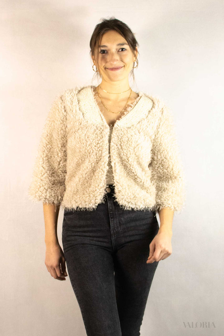 Unique Teddy Cardigan w. Pearl Embroidery