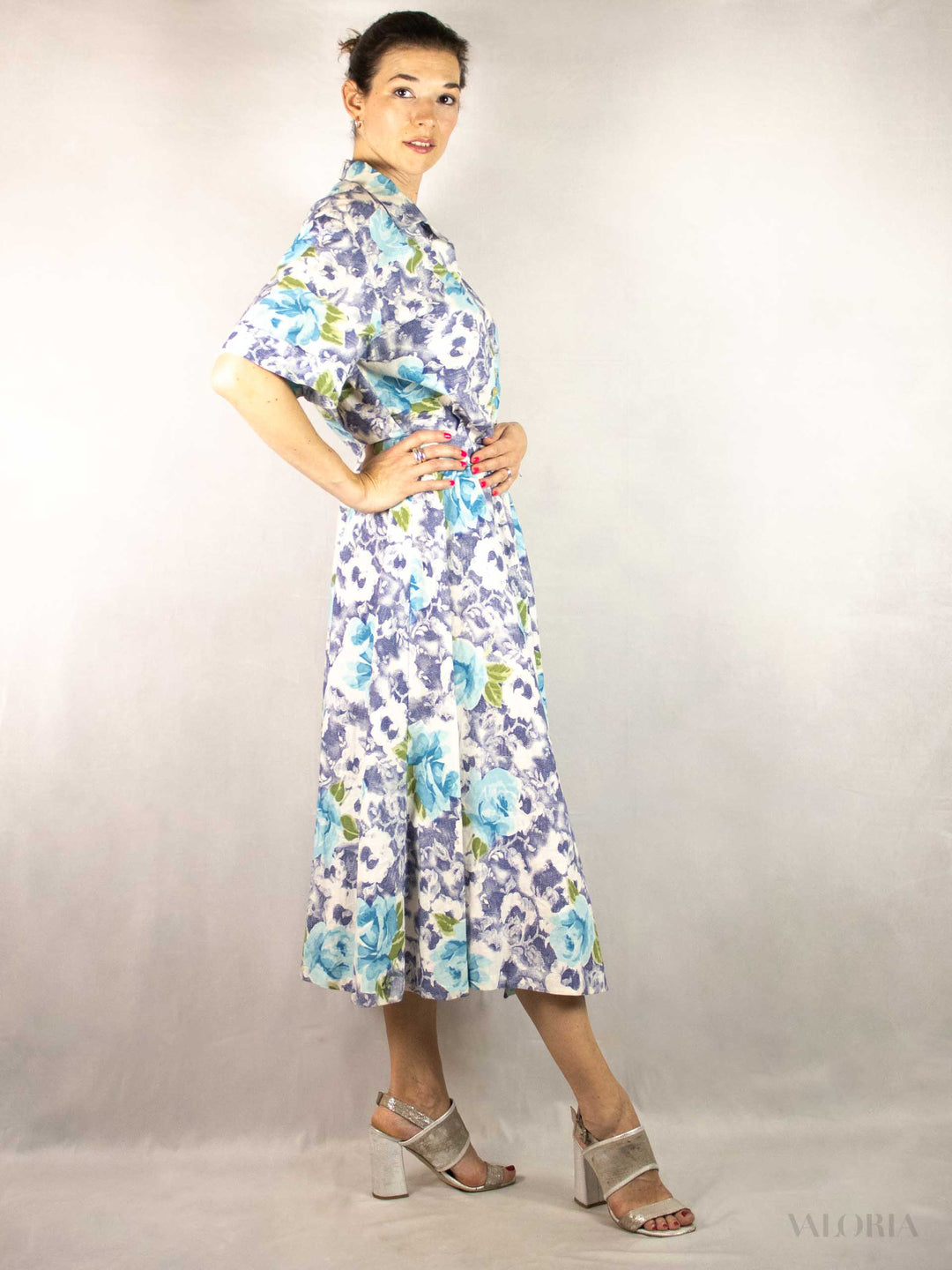 Roses Are Blue... Vintage Cotton Summer Dress