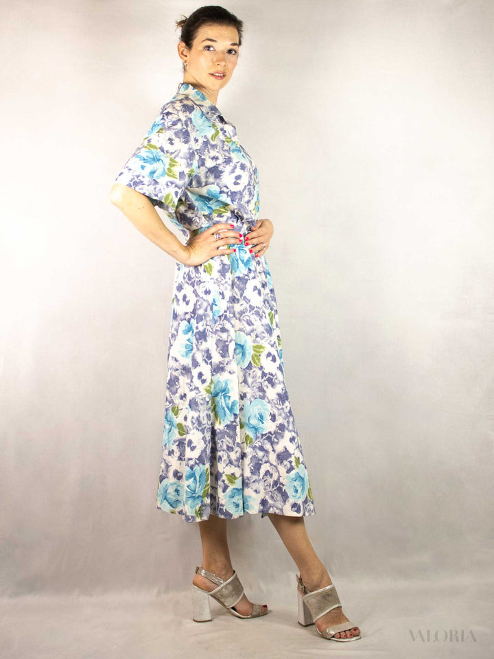 Roses Are Blue... Vintage Cotton Summer Dress