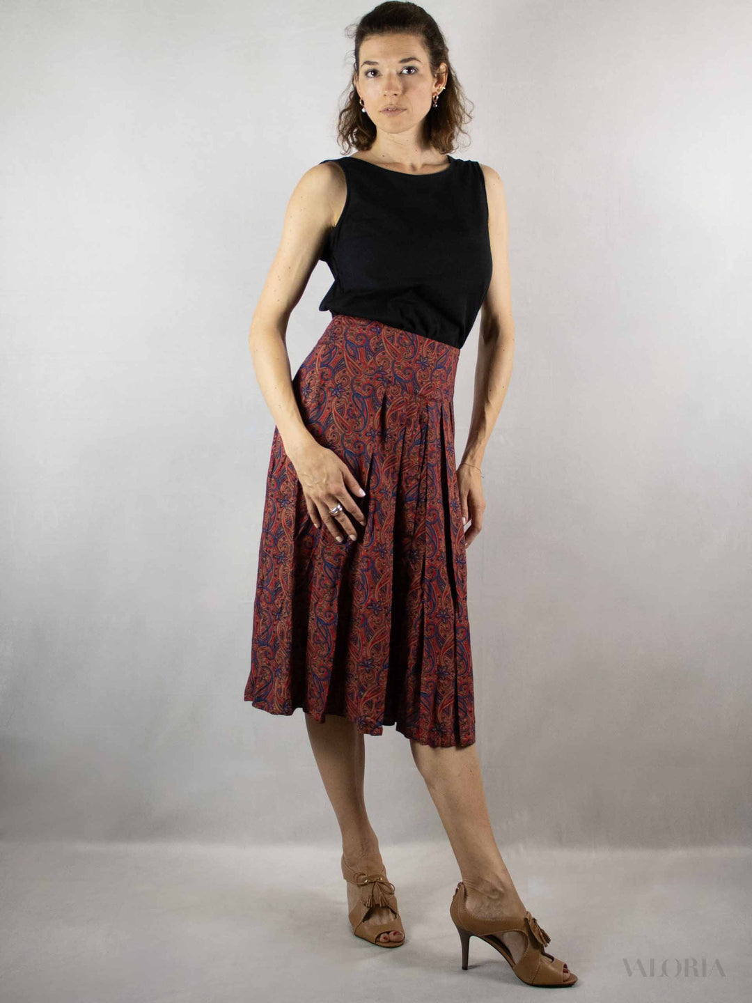 Vintage Pleated Viscose Skirt