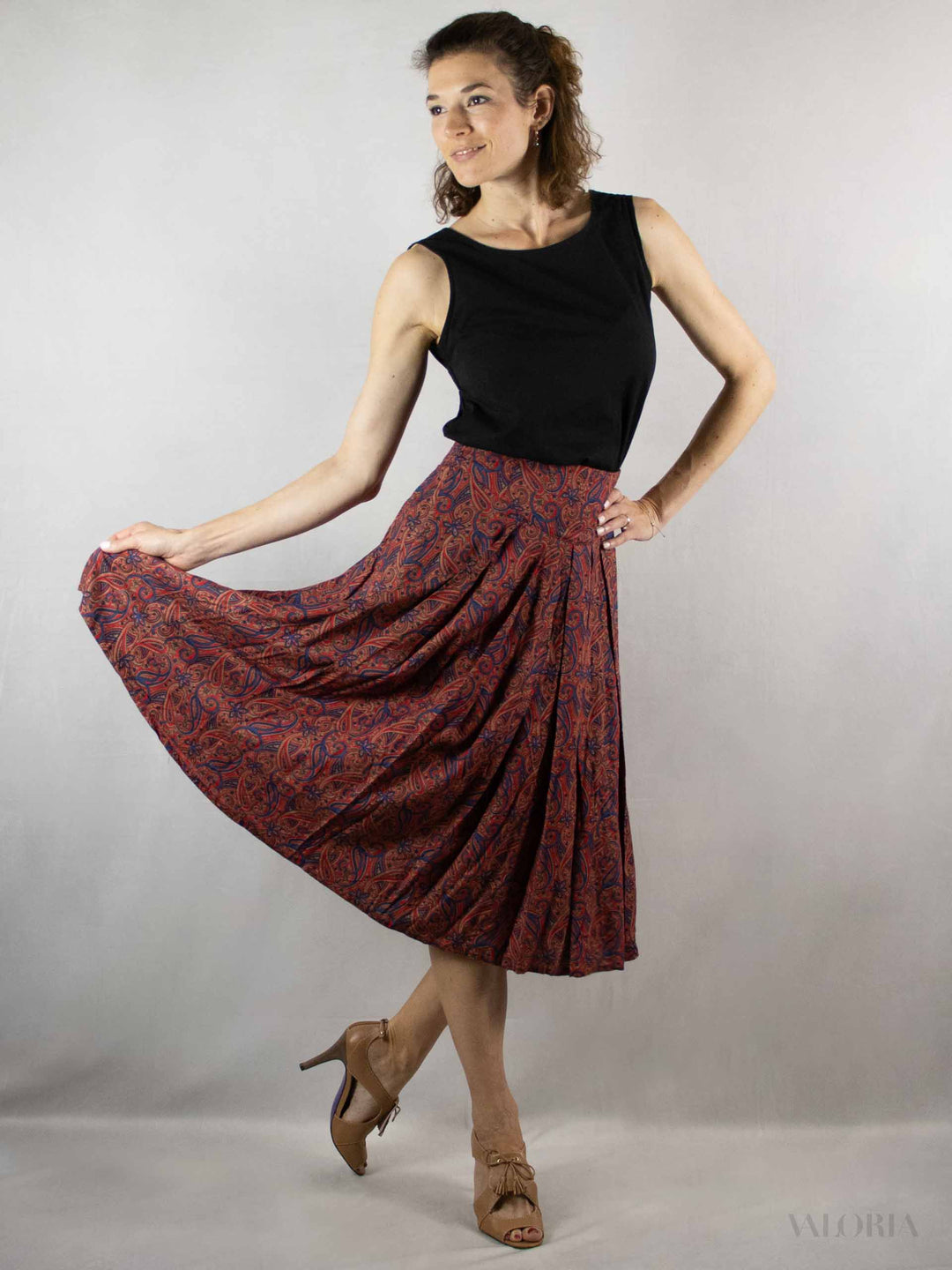 Vintage Pleated Viscose Skirt